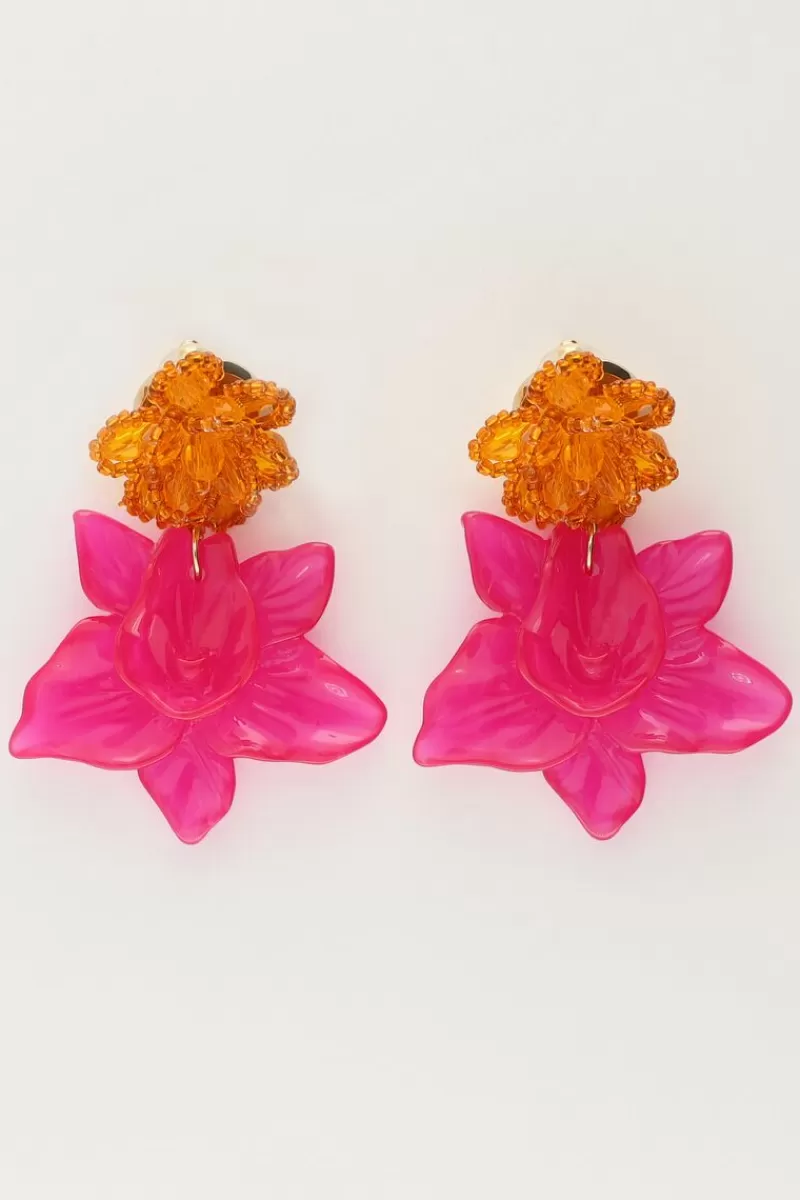 My Jewellery Island Boucle D'oreille Avec Deux Fleurs Roses
