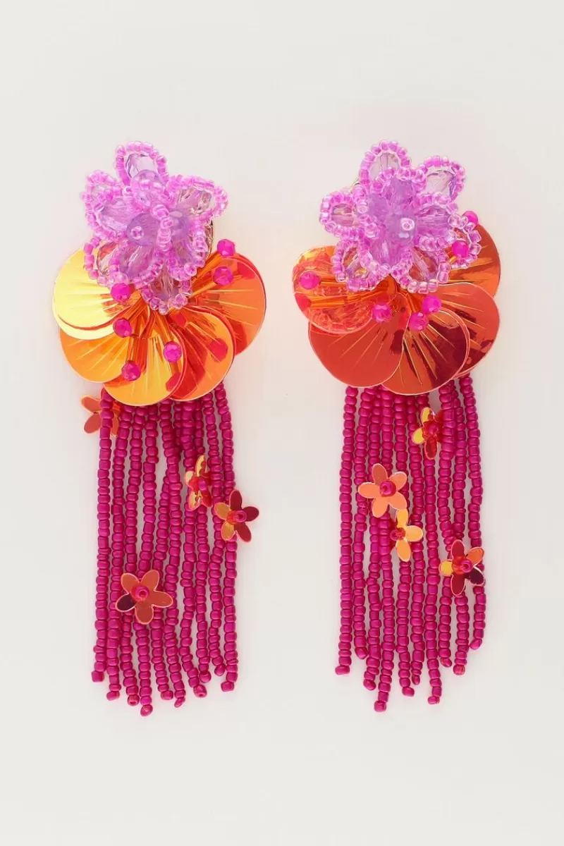 My Jewellery Island Boucles D'oreilles Avec Fleurs Et Brins Roses