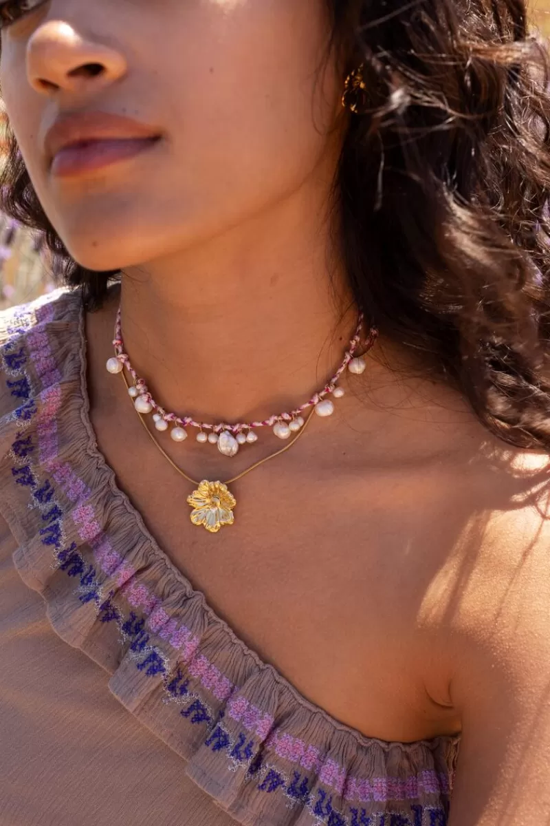 My Jewellery Island Collier Cordon Violet Avec Perles