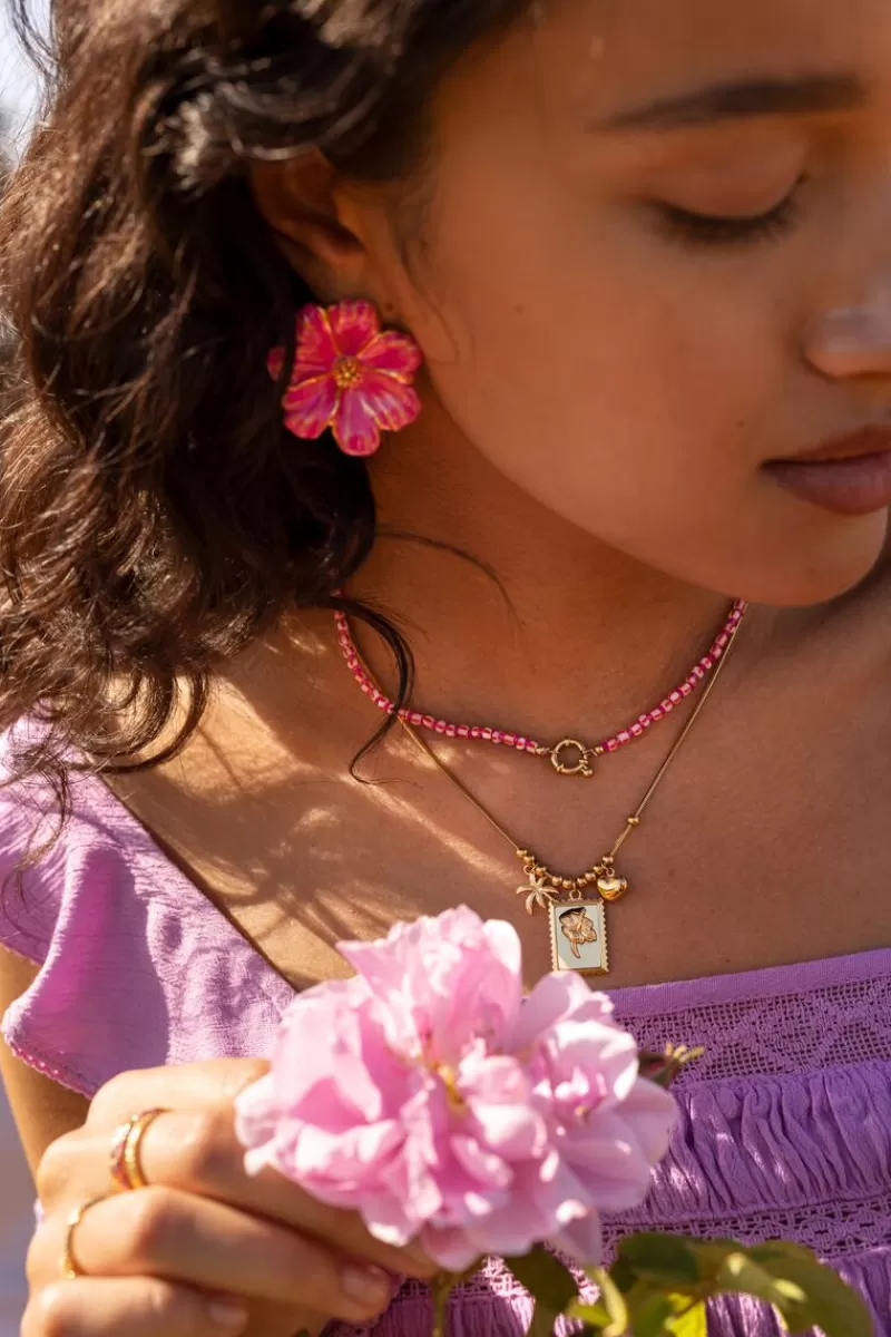 My Jewellery Island Collier De Perles Rouges Avec Fermoir