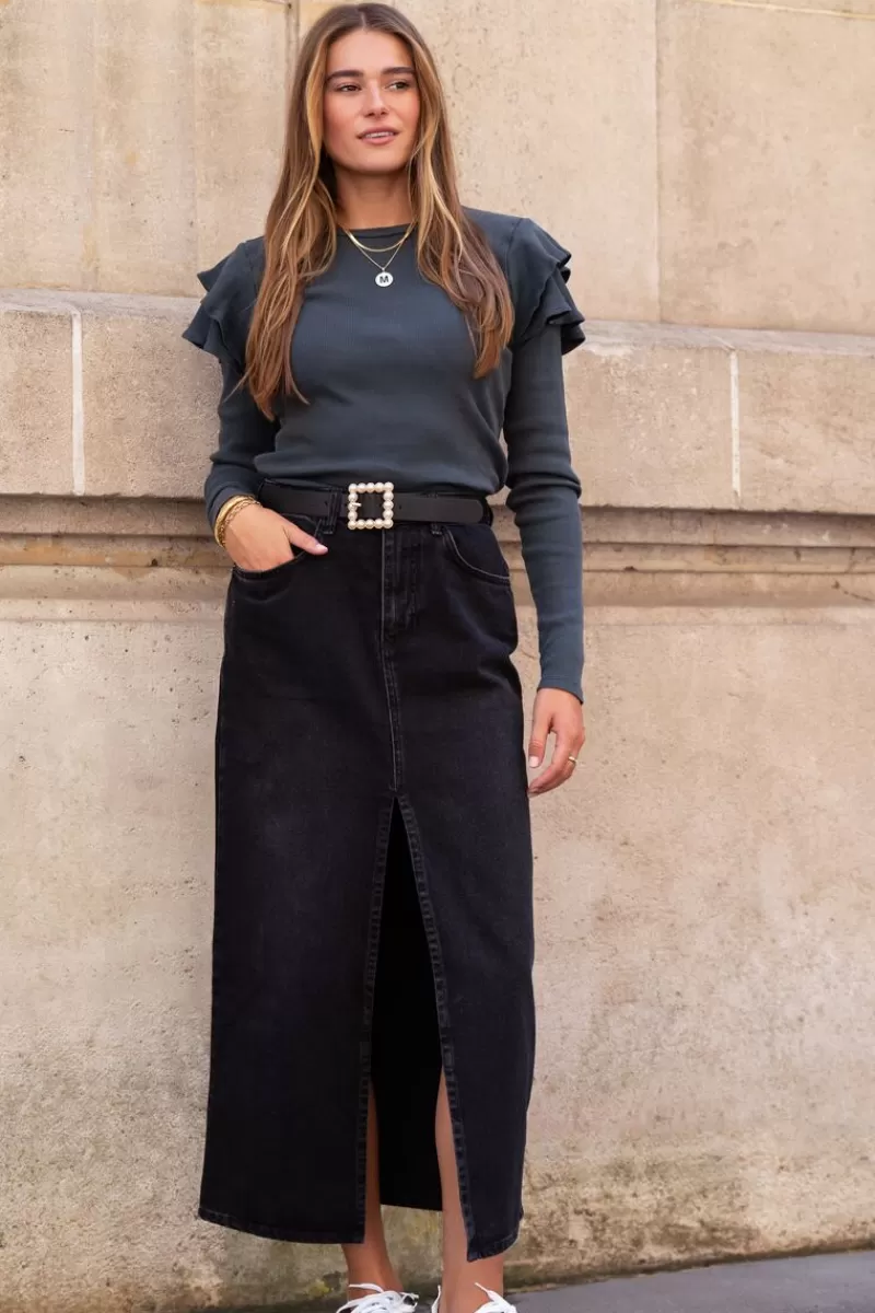 My Jewellery Jupe Midi Noire En Denim