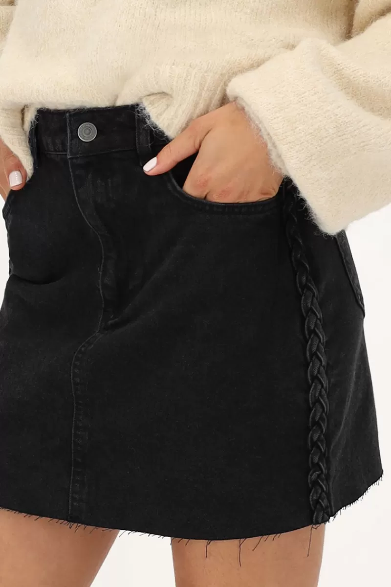 My Jewellery Jupe-short En Denim Noir Avec Tresse