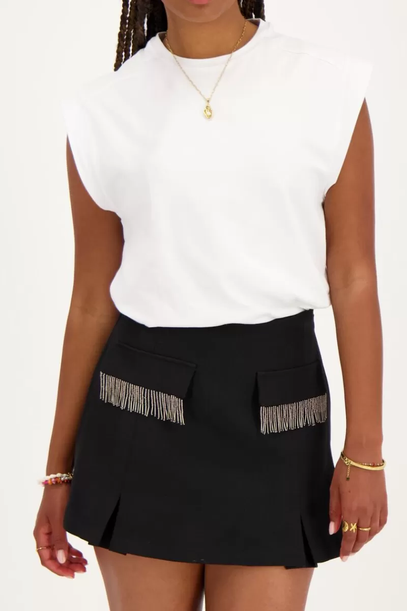 My Jewellery Jupe-short Noire Avec Cordons De Perles