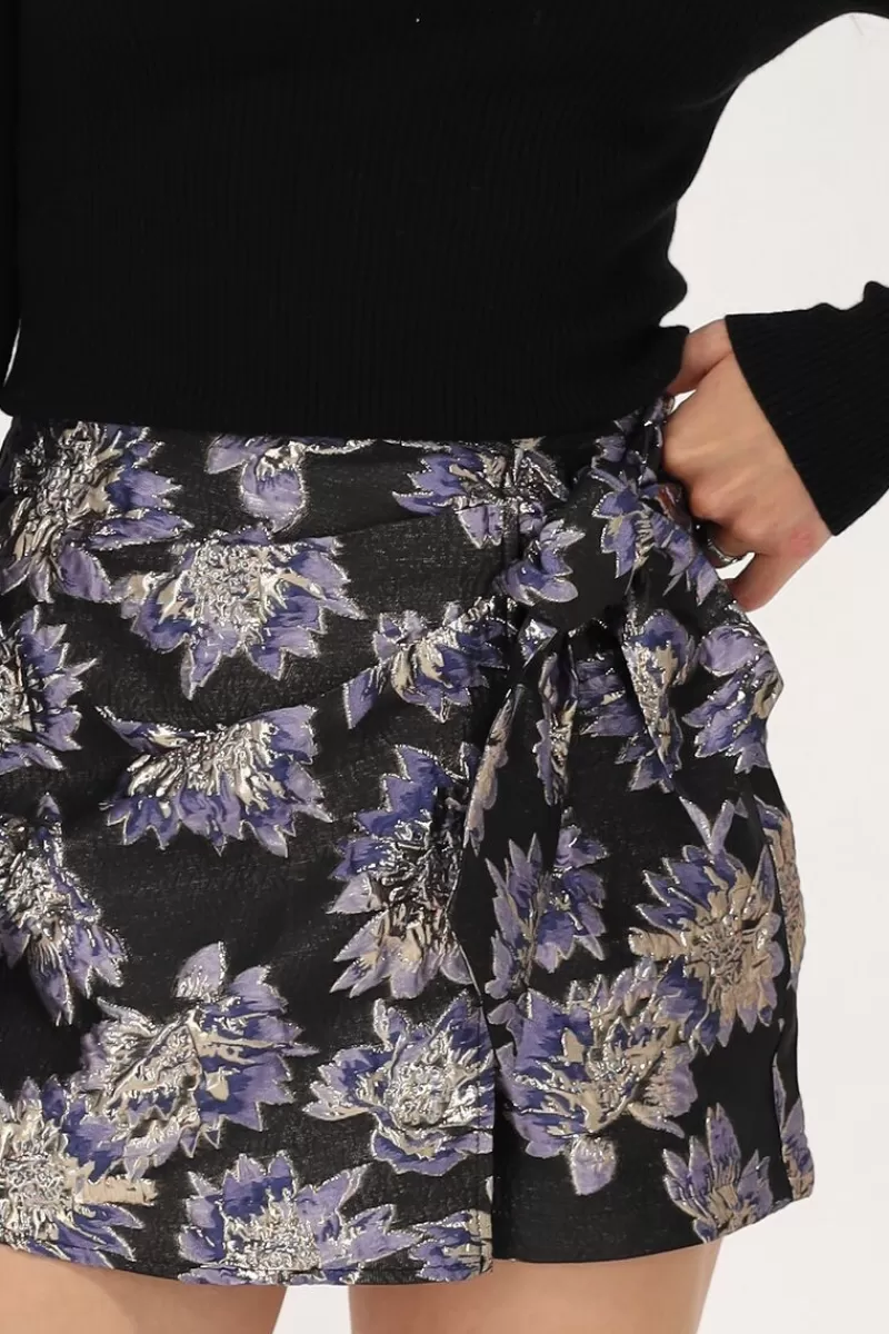 My Jewellery Jupe-short Noire Avec Jacquard Violet