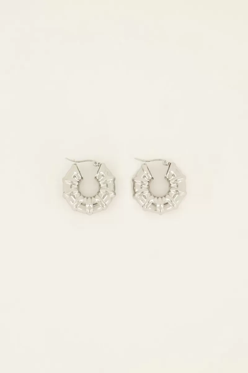 My Jewellery Larges Boucles D’oreilles Tendance Avec Arêtes Côtelées