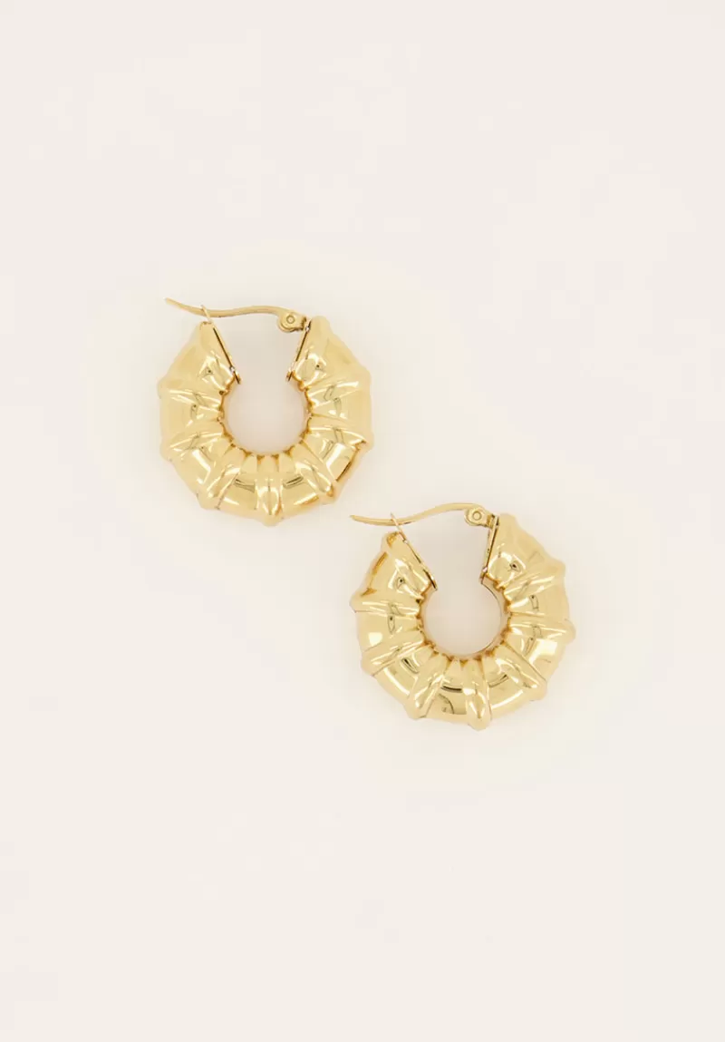 My Jewellery Larges Boucles D’oreilles Tendance Avec Arêtes Côtelées