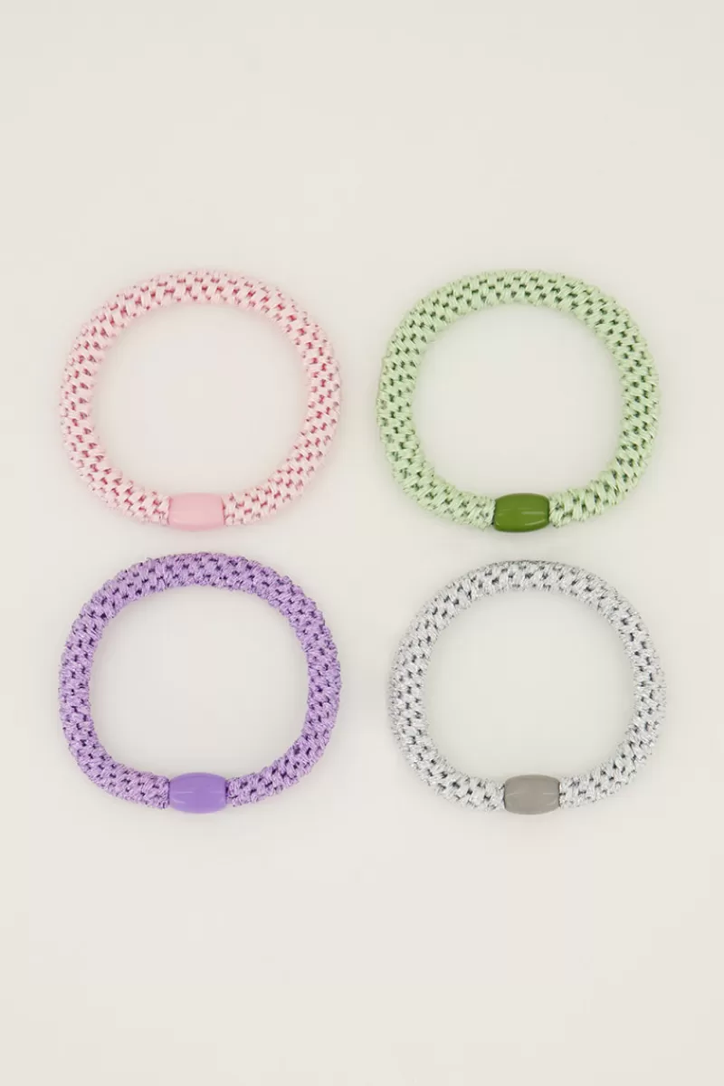 My Jewellery Lot De 4 élastiques Mauves Pour Cheveux