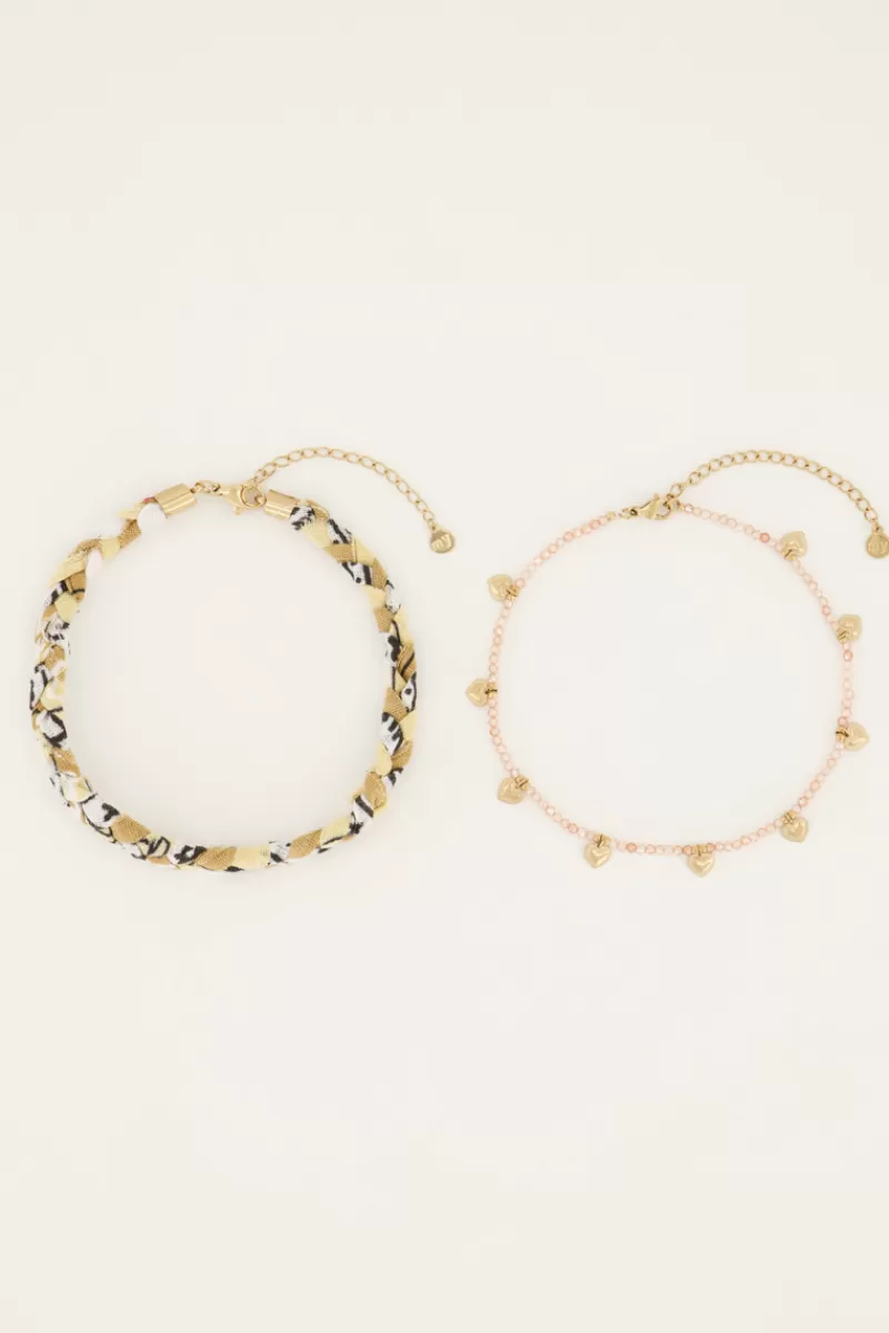 My Jewellery Lot De Bracelets De Cheville Beige Style Tressé