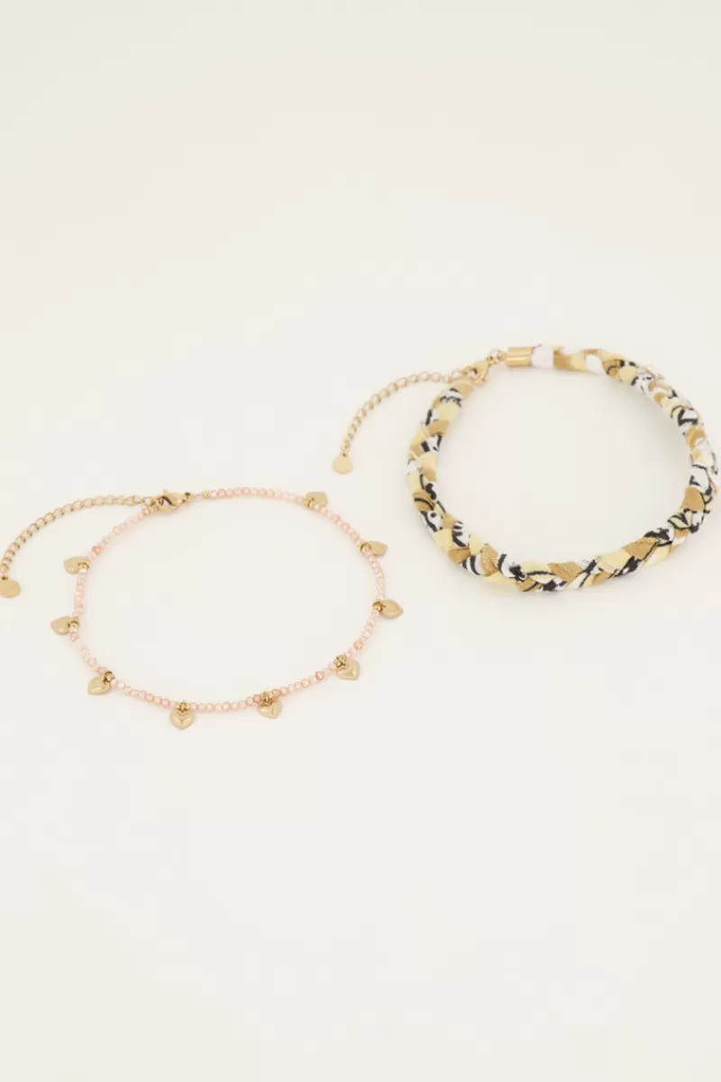 My Jewellery Lot De Bracelets De Cheville Beige Style Tressé