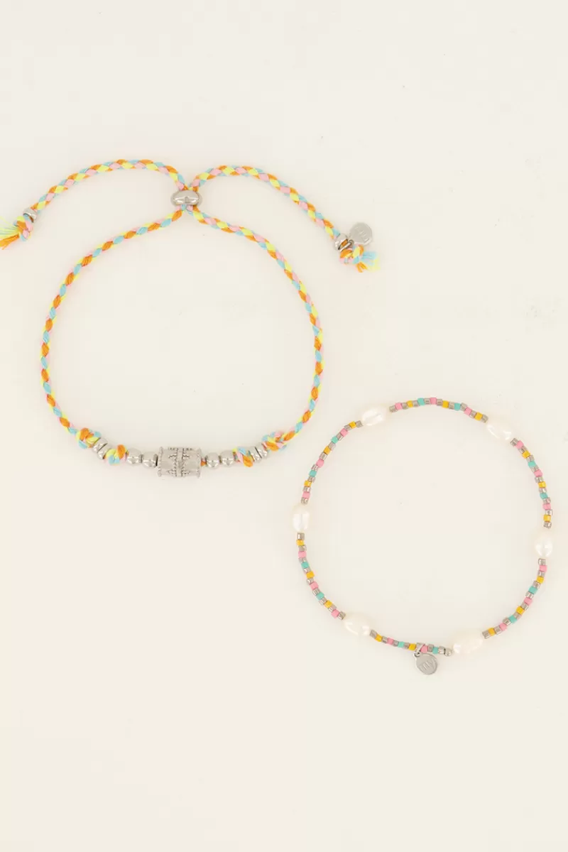 My Jewellery Lot De Bracelets Souvenir Multicolores Avec Perles Et Pendentif