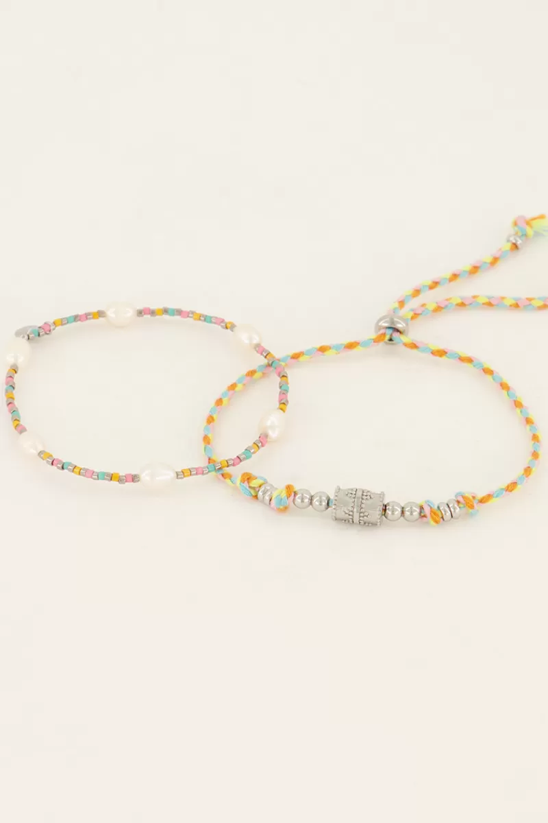 My Jewellery Lot De Bracelets Souvenir Multicolores Avec Perles Et Pendentif