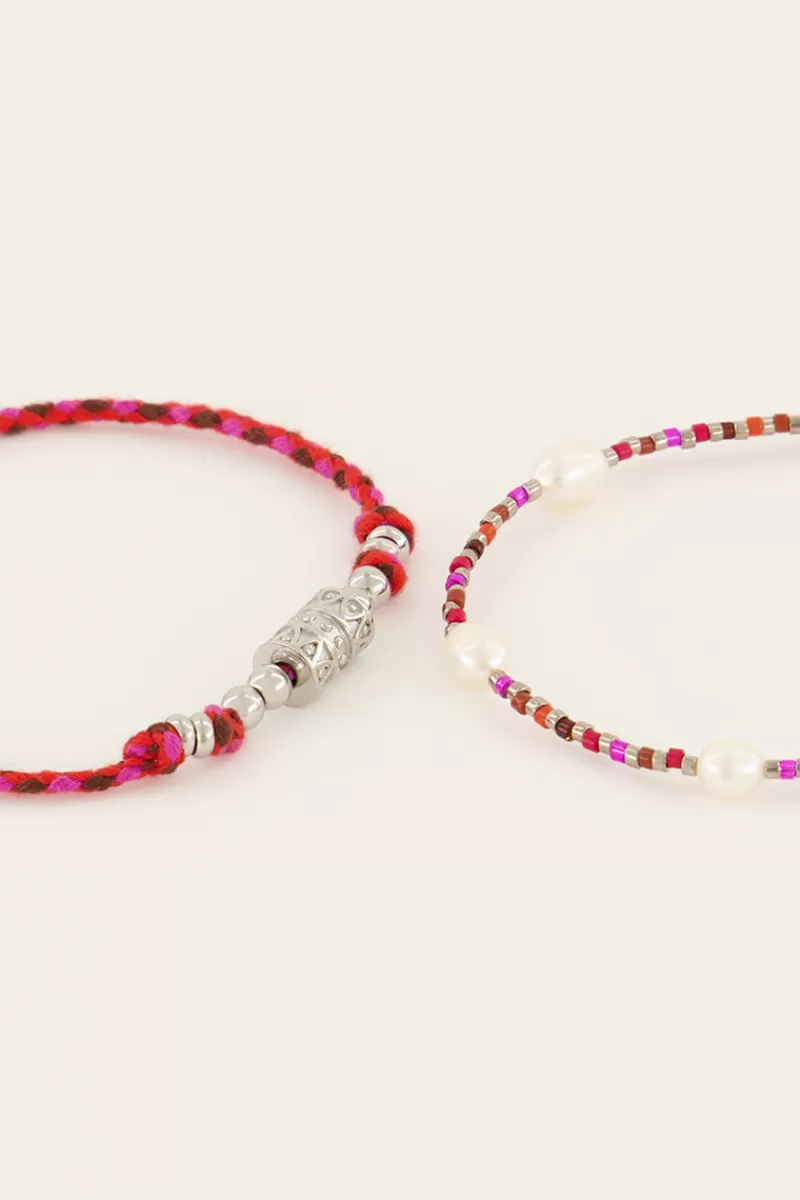 My Jewellery Lot De Bracelets Souvenir Rouges Avec Perles