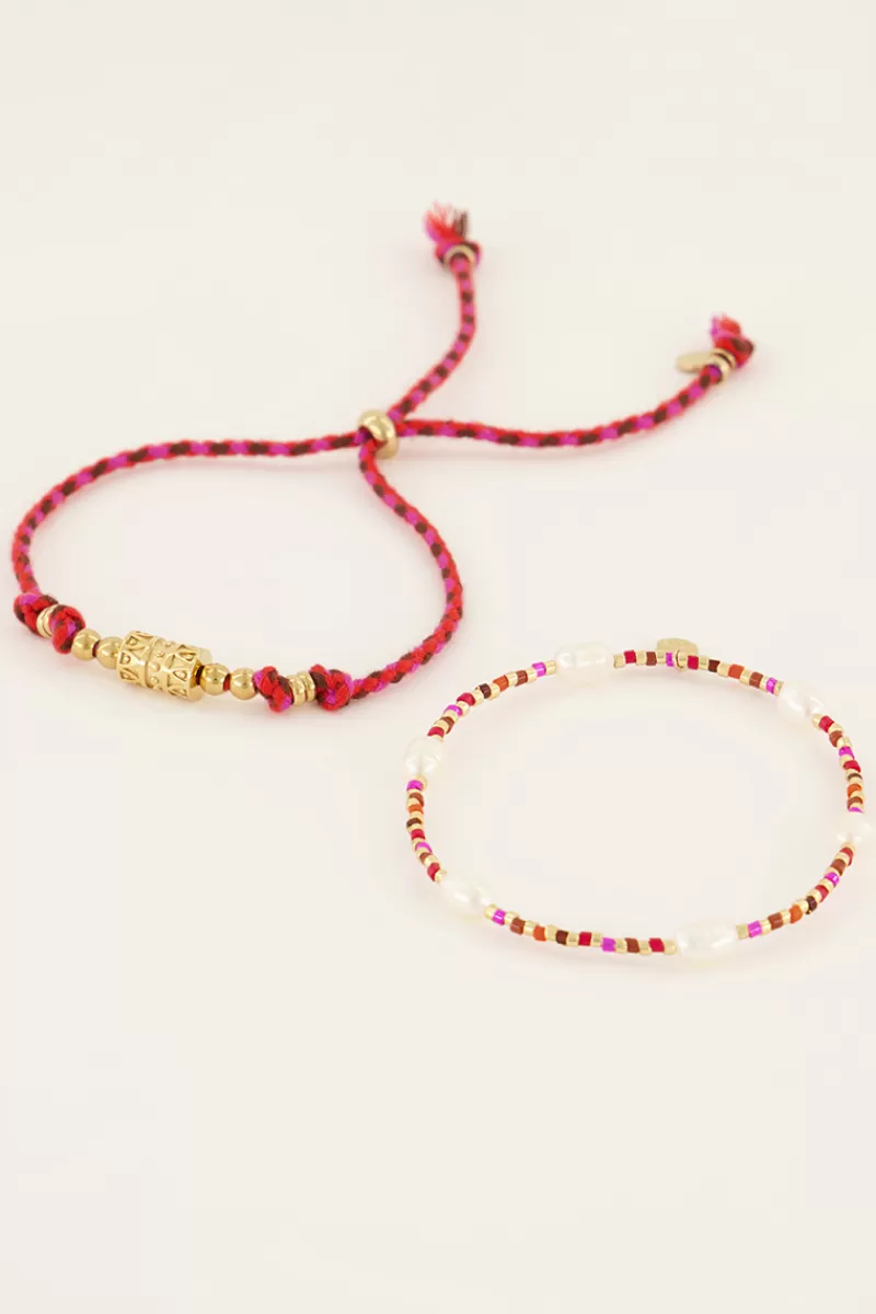My Jewellery Lot De Bracelets Souvenir Rouges Avec Perles