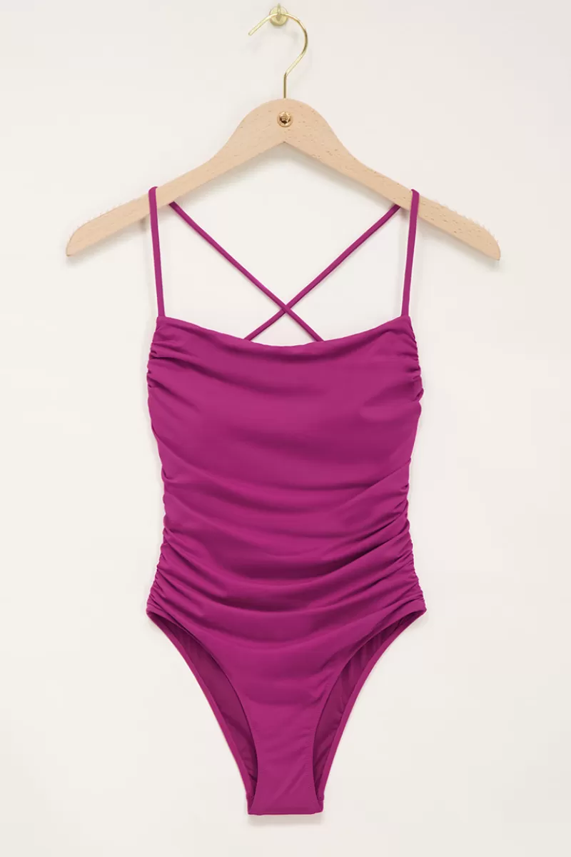 My Jewellery Maillot De Bain Violet Dos Nu Et Bretelles Croisées