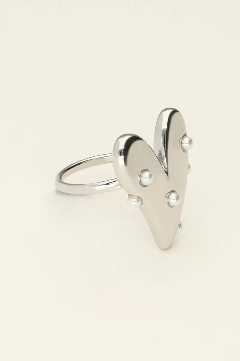 My Jewellery Maxi Bague Ajustable Coeur à Perles