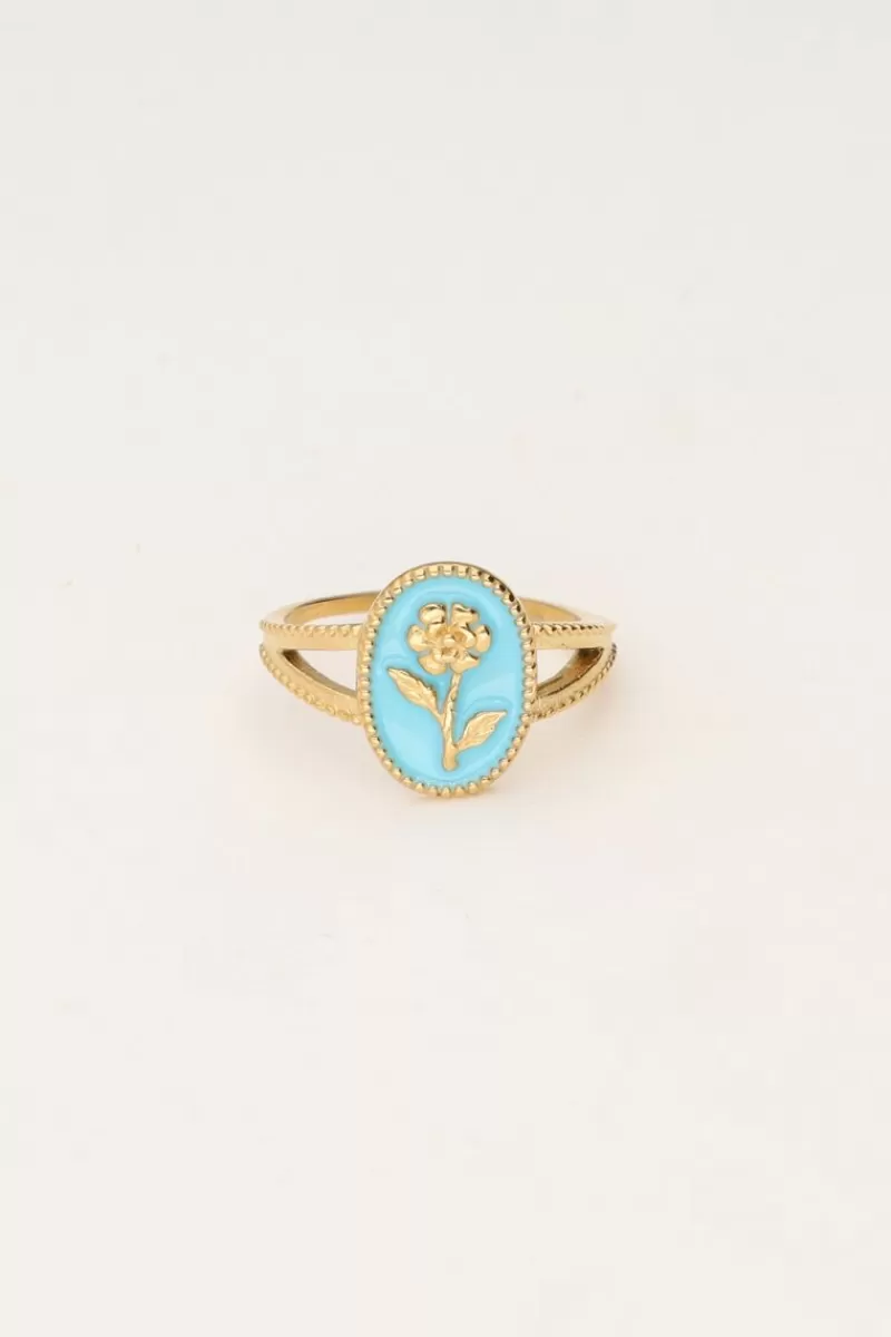 My Jewellery Maxi Bague Art Bleu Avec Fleur
