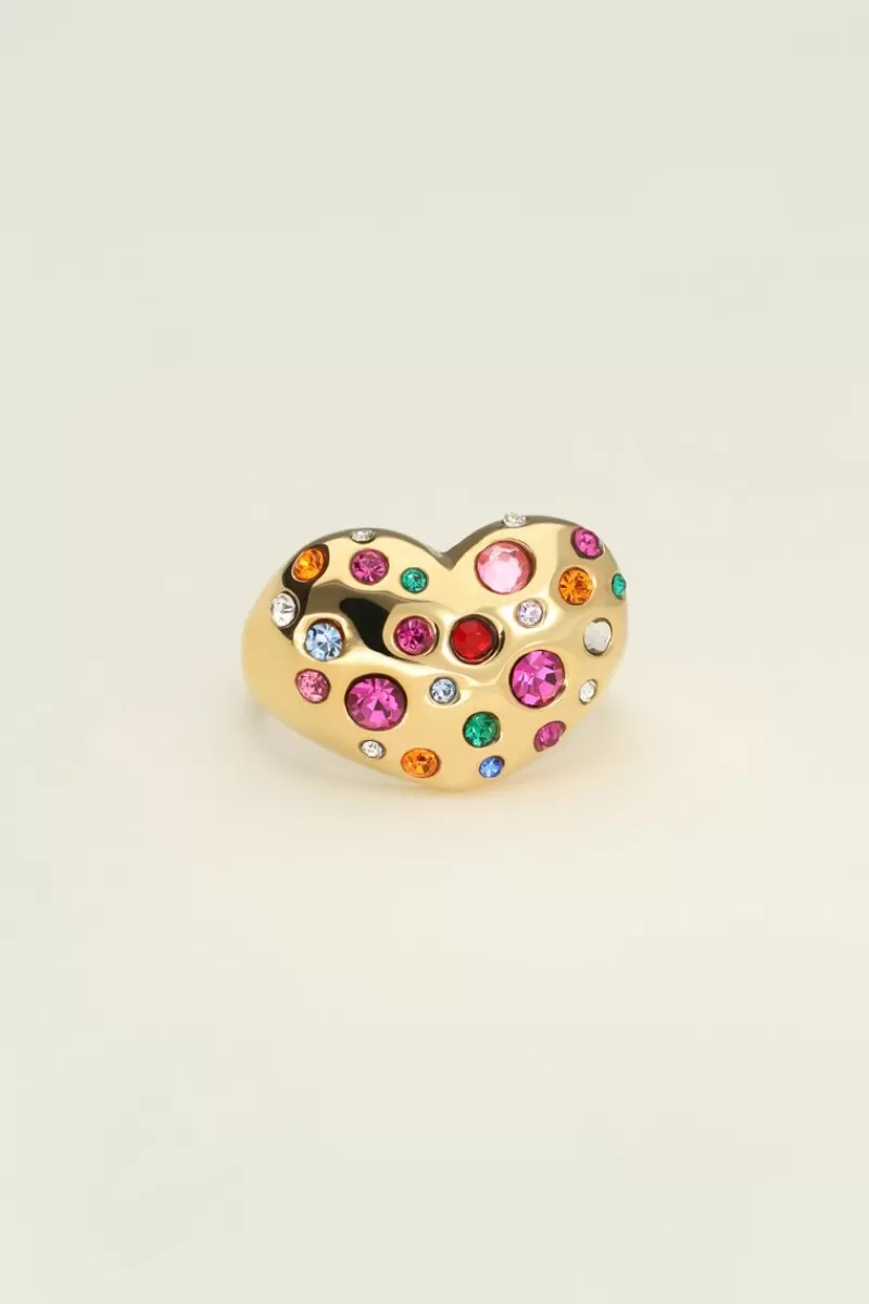 My Jewellery Maxi Bague Avec Cœur Et Pierres De Couleur Universe