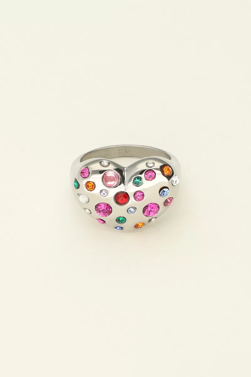 My Jewellery Maxi Bague Avec Cœur Et Pierres De Couleur Universe