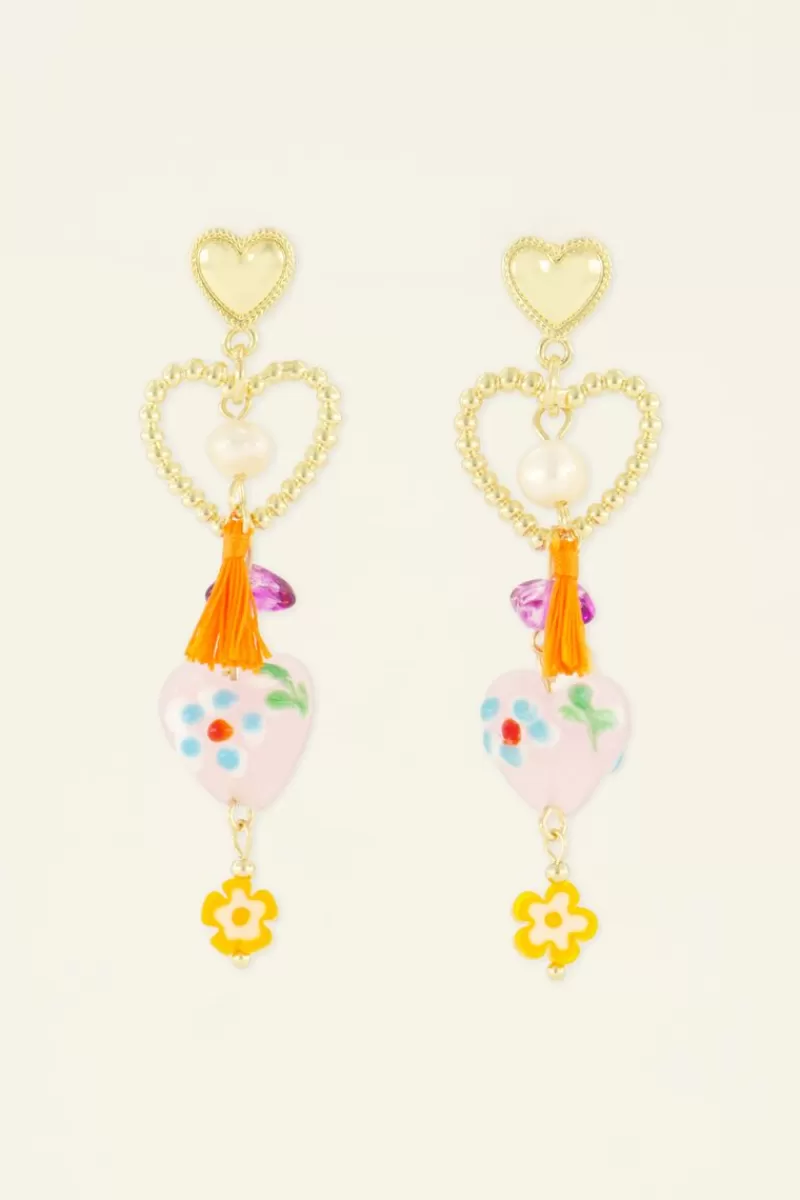 My Jewellery Maxi Boucles D'oreilles à Coeurs, Perles Et Pampille