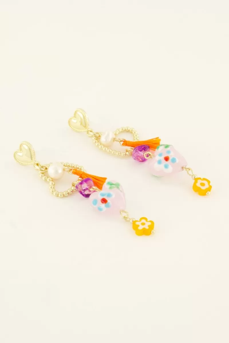 My Jewellery Maxi Boucles D'oreilles à Coeurs, Perles Et Pampille