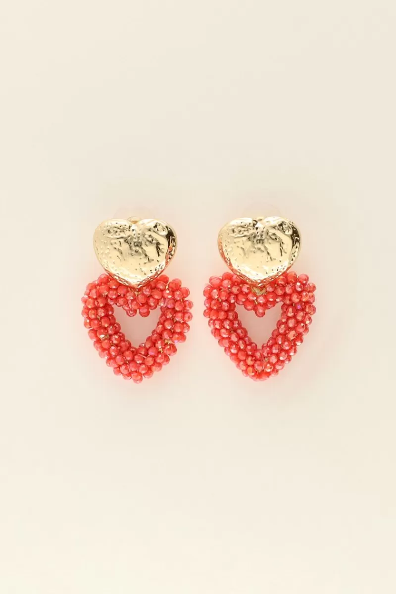 My Jewellery Maxi Boucles D’oreilles Coeur à Pierres Roses