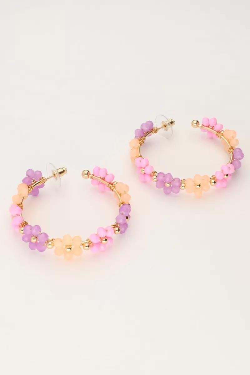 My Jewellery Maxi Créoles Avec Des Fleurs Multicolores