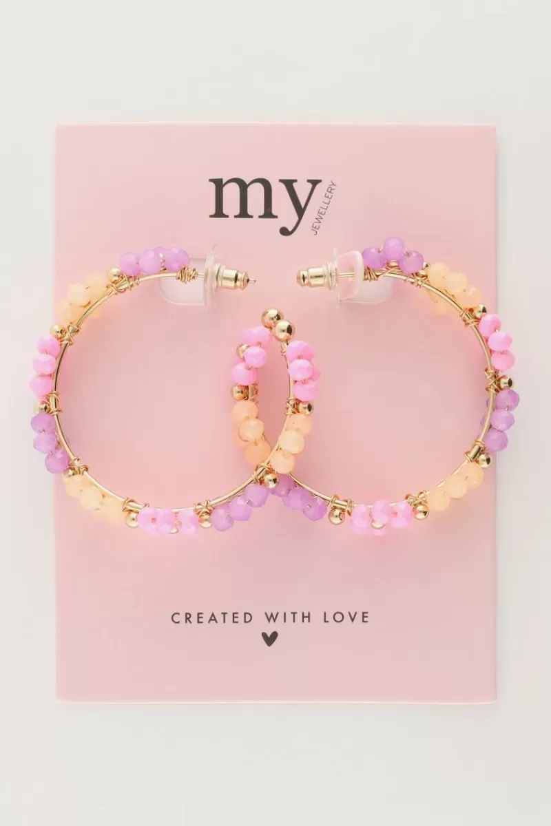 My Jewellery Maxi Créoles Avec Des Fleurs Multicolores