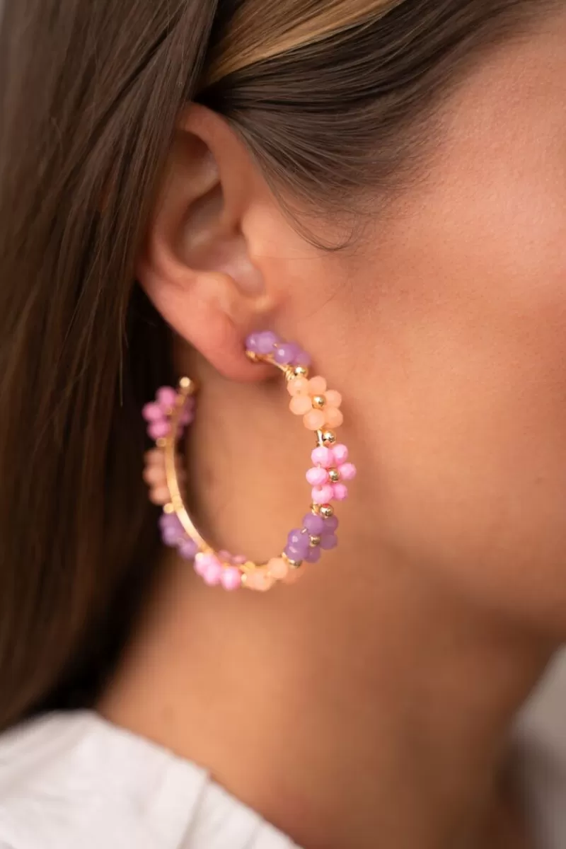 My Jewellery Maxi Créoles Avec Des Fleurs Multicolores