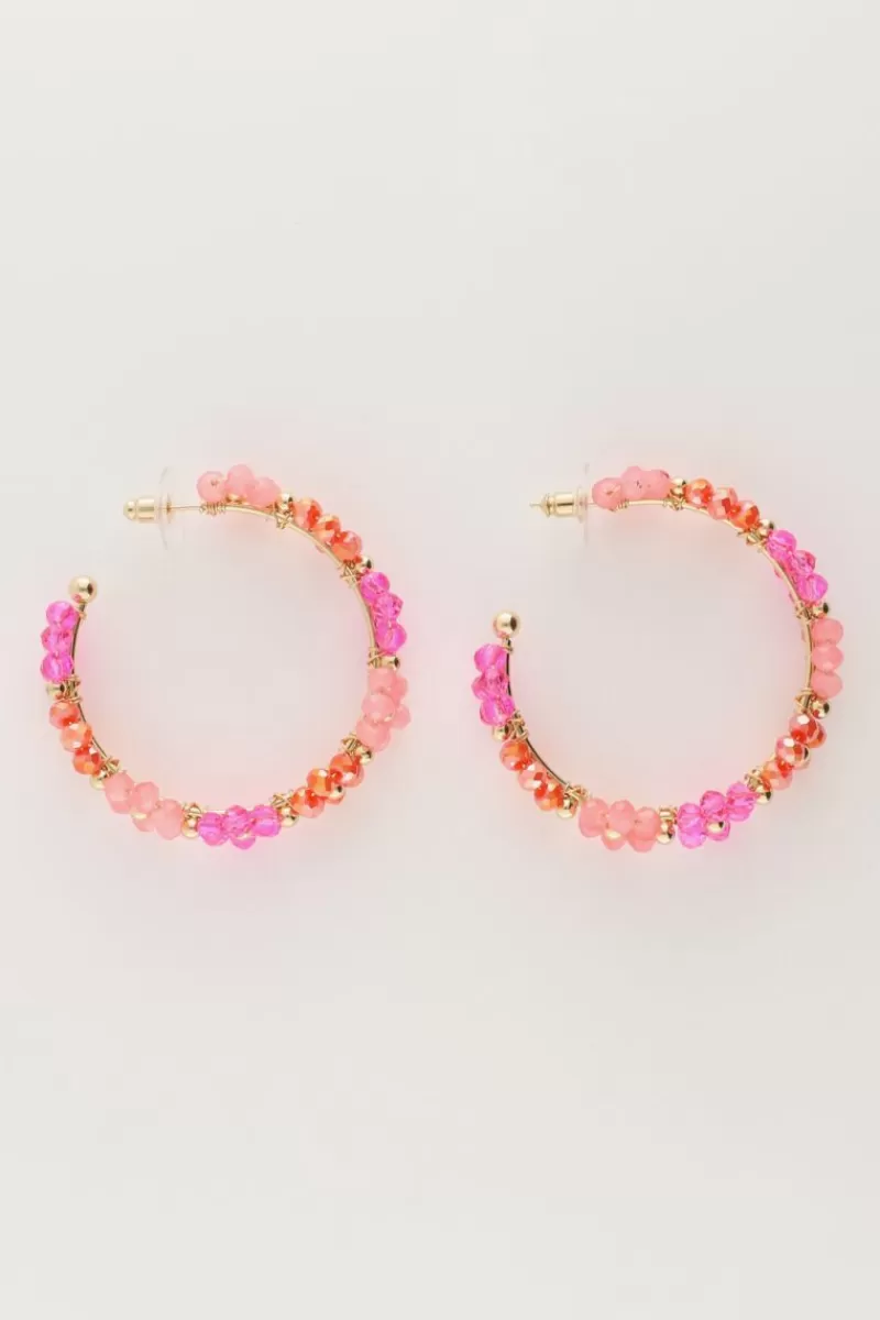 My Jewellery Maxi Créoles Avec Des Fleurs Roses