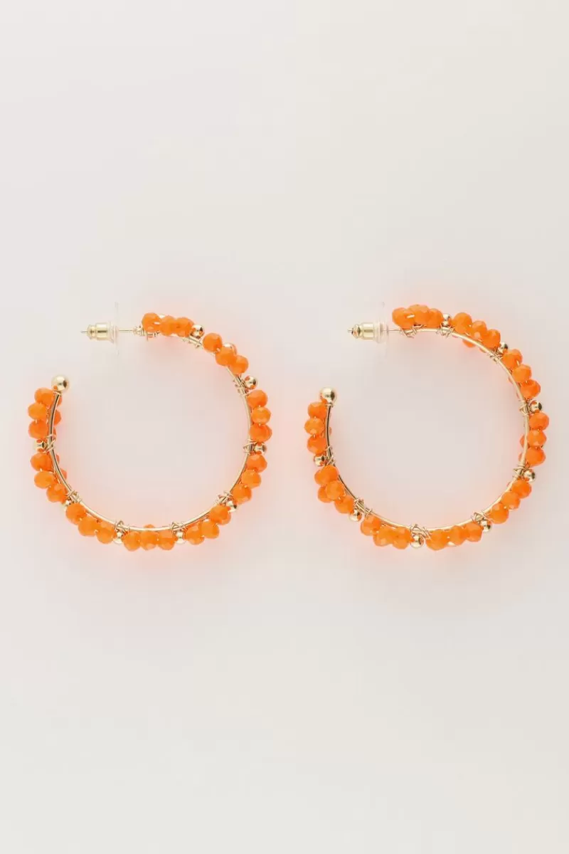 My Jewellery Maxi Créoles Avec Fleurs Orange