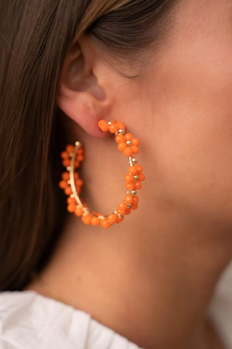 My Jewellery Maxi Créoles Avec Fleurs Orange