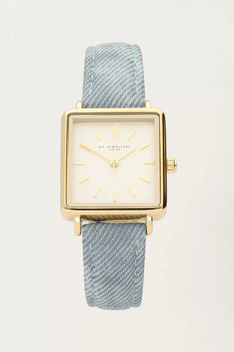 My Jewellery Montre Carrée à Bracelet En Denim