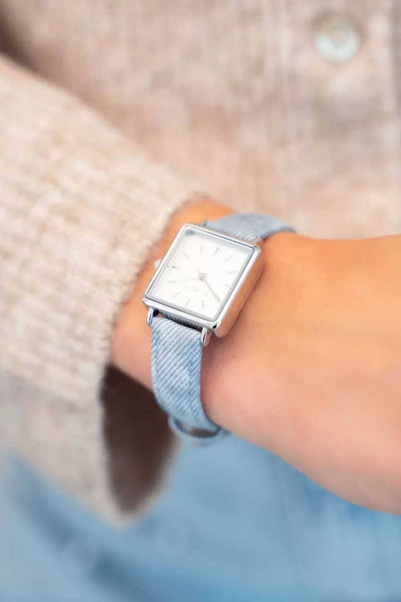 My Jewellery Montre Carrée à Bracelet En Denim
