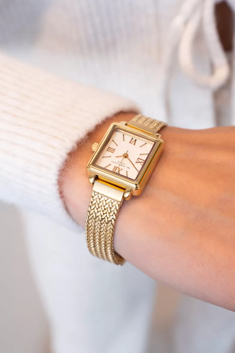 My Jewellery Montre Carrée Avec Bracelet à Maillons Tressés