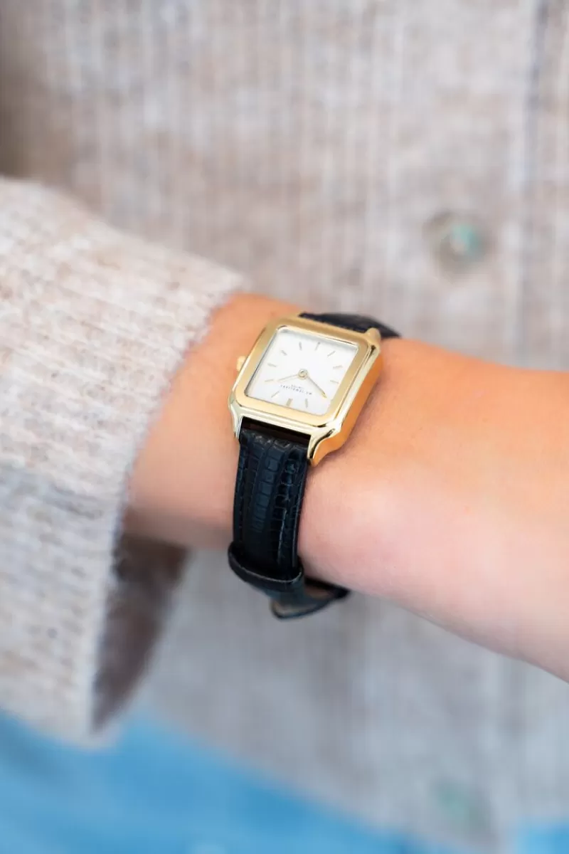 My Jewellery Montre Carrée Avec Bracelet En Cuir Noir