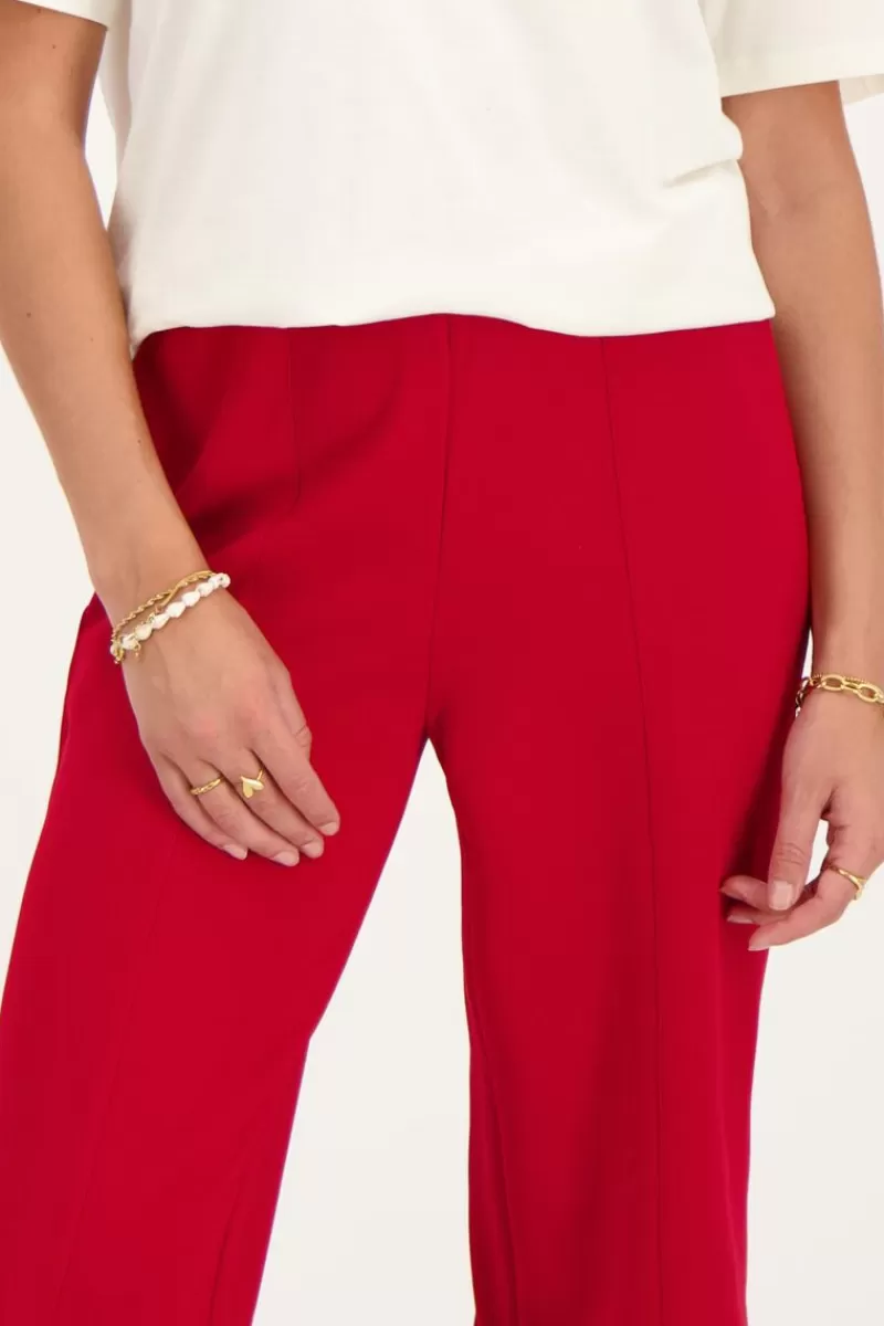 My Jewellery Pantalon à Plis Rouge Bordeaux
