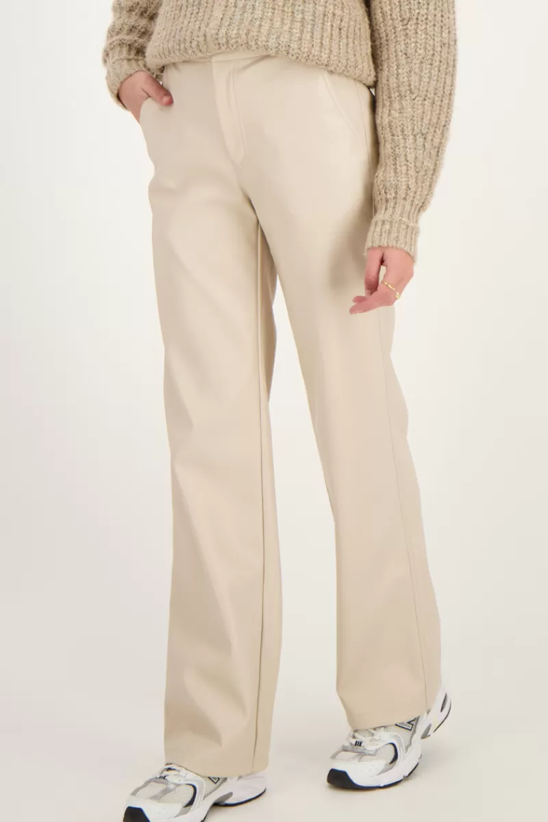 My Jewellery Pantalon Ample Beige En Similicuir