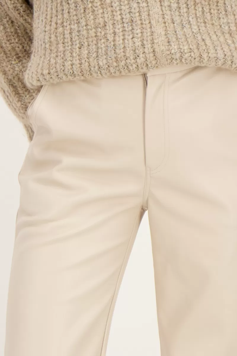 My Jewellery Pantalon Ample Beige En Similicuir