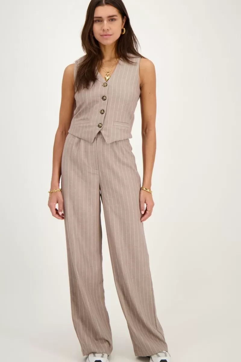 My Jewellery Pantalon Beige à Fines Rayures