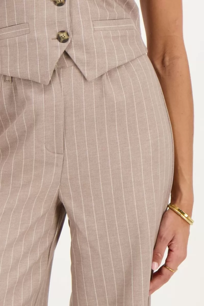 My Jewellery Pantalon Beige à Fines Rayures