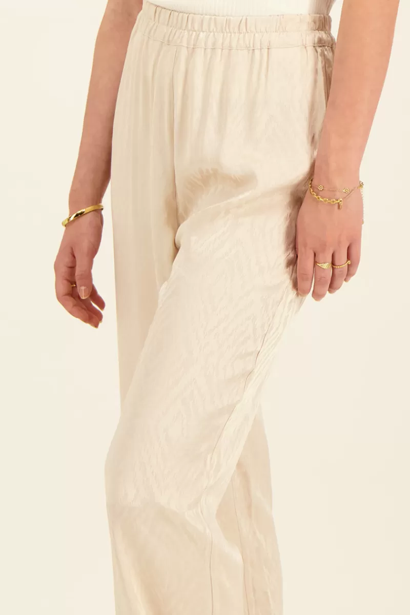 My Jewellery Pantalon Beige En Jacquard Effet Satin