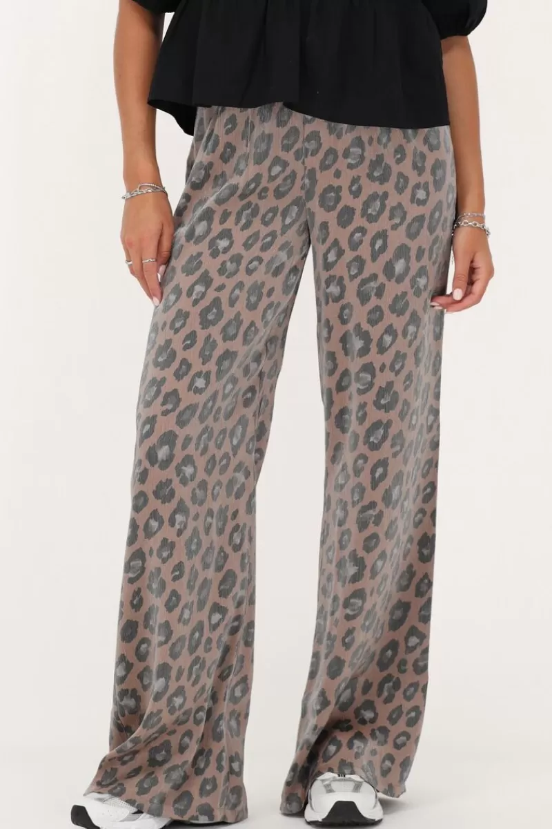 My Jewellery Pantalon Crinkle Imprimé Léopard Avec Taille élastique