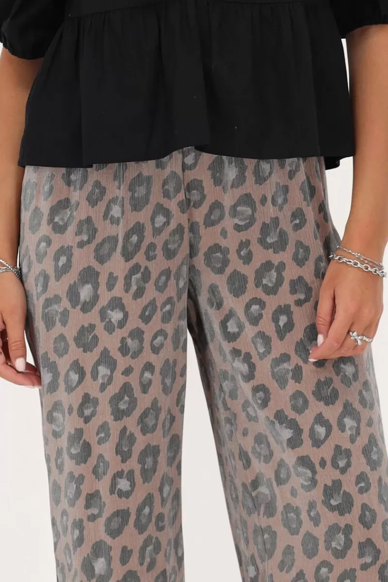 My Jewellery Pantalon Crinkle Imprimé Léopard Avec Taille élastique