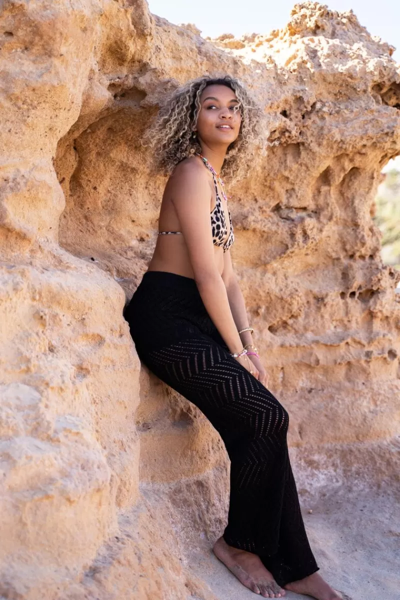 My Jewellery Pantalon Flare Noir En Lurex