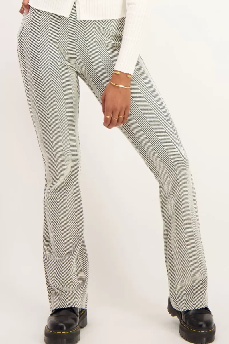 My Jewellery Pantalon Flared à Motif Noir Et Blanc