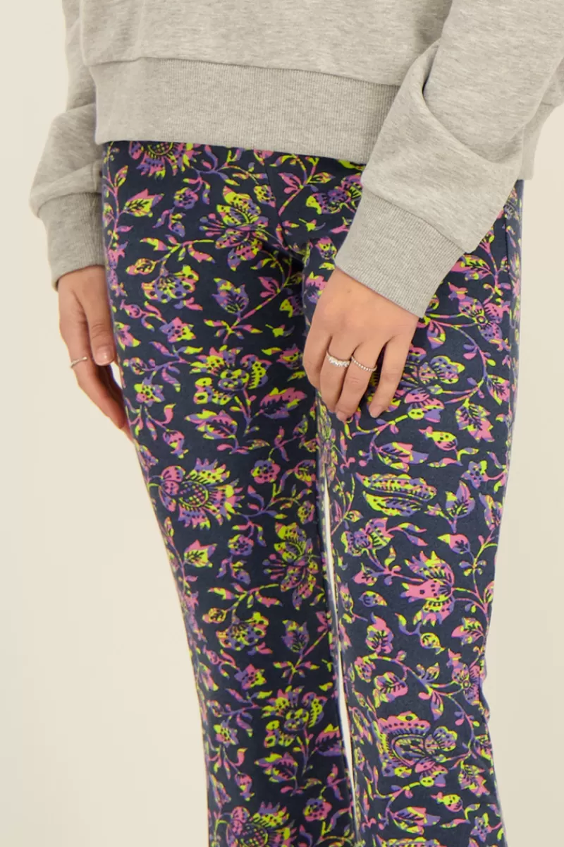 My Jewellery Pantalon Flared Bleu Marine à Imprimé Cachemire