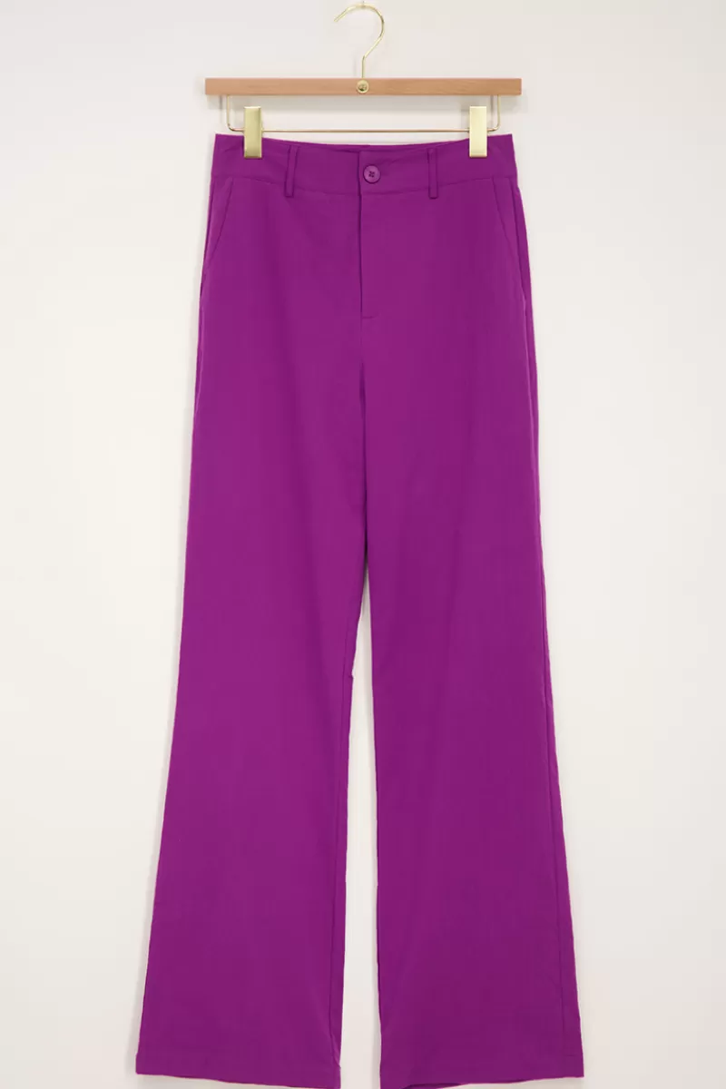 My Jewellery Pantalon Habillé Mauve Effet Lin