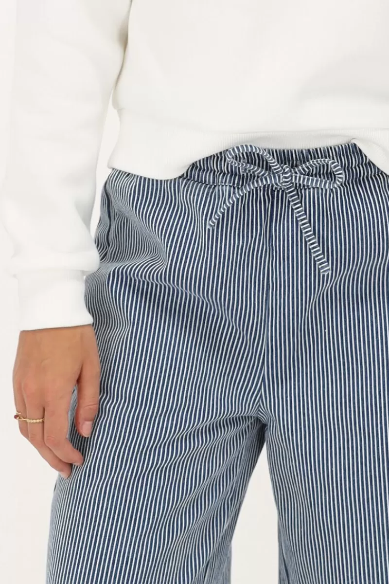 My Jewellery Pantalon Large à Rayures es Et Blanches Avec Ceinture élastique
