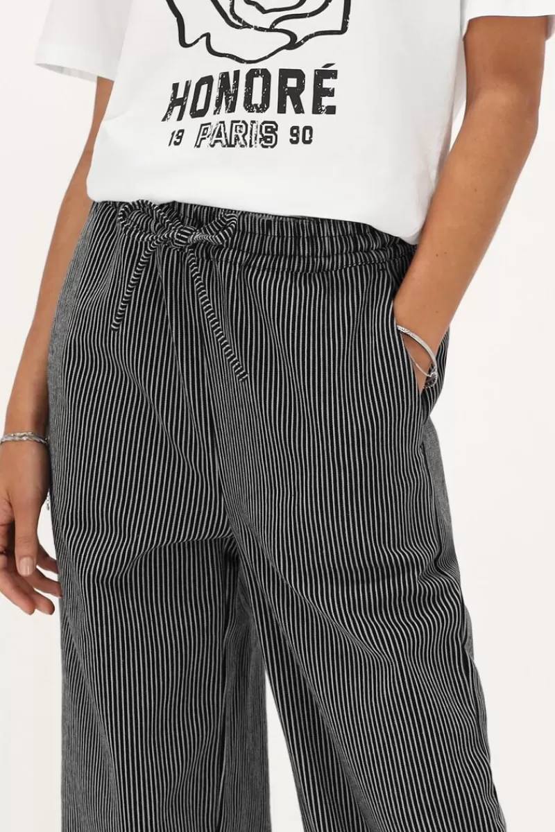 My Jewellery Pantalon Large à Rayures es Et Blanches Avec Ceinture élastique