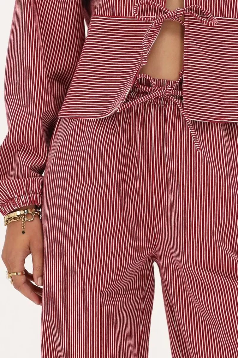 My Jewellery Pantalon Large à Rayures s Et Blanches Avec Ceinture élastique